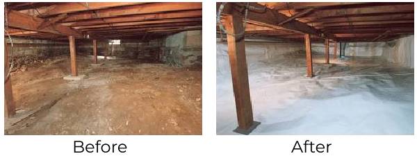 Seattle Crawl Space Vapor Barrier - Before-After Photos - Croach Pest Control