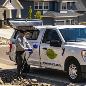 Croach Technician Conducting Spider Control Inspection In Kirkland Neighborhood