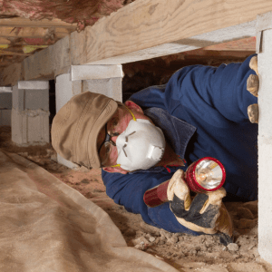 Inspector Examining Crawl Space - Seattle WA